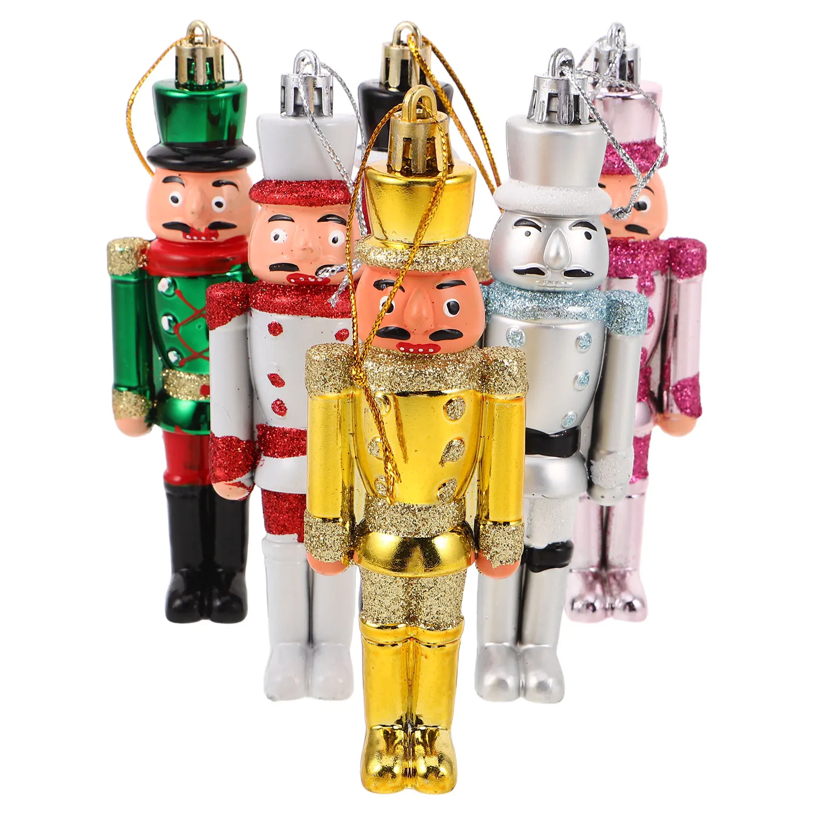 

6Pcs Mini Nutcracker Hanging Ornaments Hand-Painted Soldier Xmas Tree Decorations Festive Nutcracker Holiday Tabletop Decor