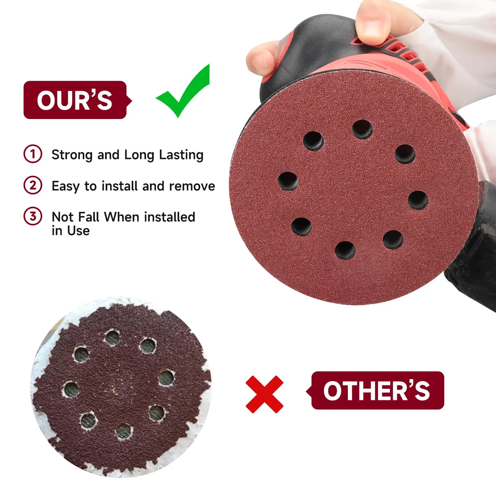 165 PCS 5 Inch 8 Holes Sanding Discs Round Hook and Loop Sandpaper for Wood Metal Polishing