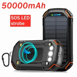 LED 디스플레이 스크린 방수 50000mAh 태양 전지 팩, 태양 전지 패널 충전, 휴대용 파워 캠핑 무선 고속 충전