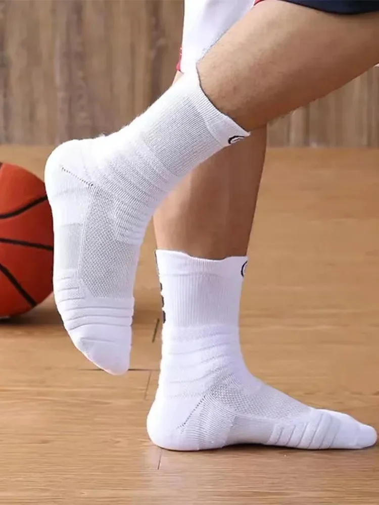 3 paia/lotto calze da uomo calze a compressione calze da ciclismo sportive da basket traspiranti traspiranti tubo elastico alto Sox