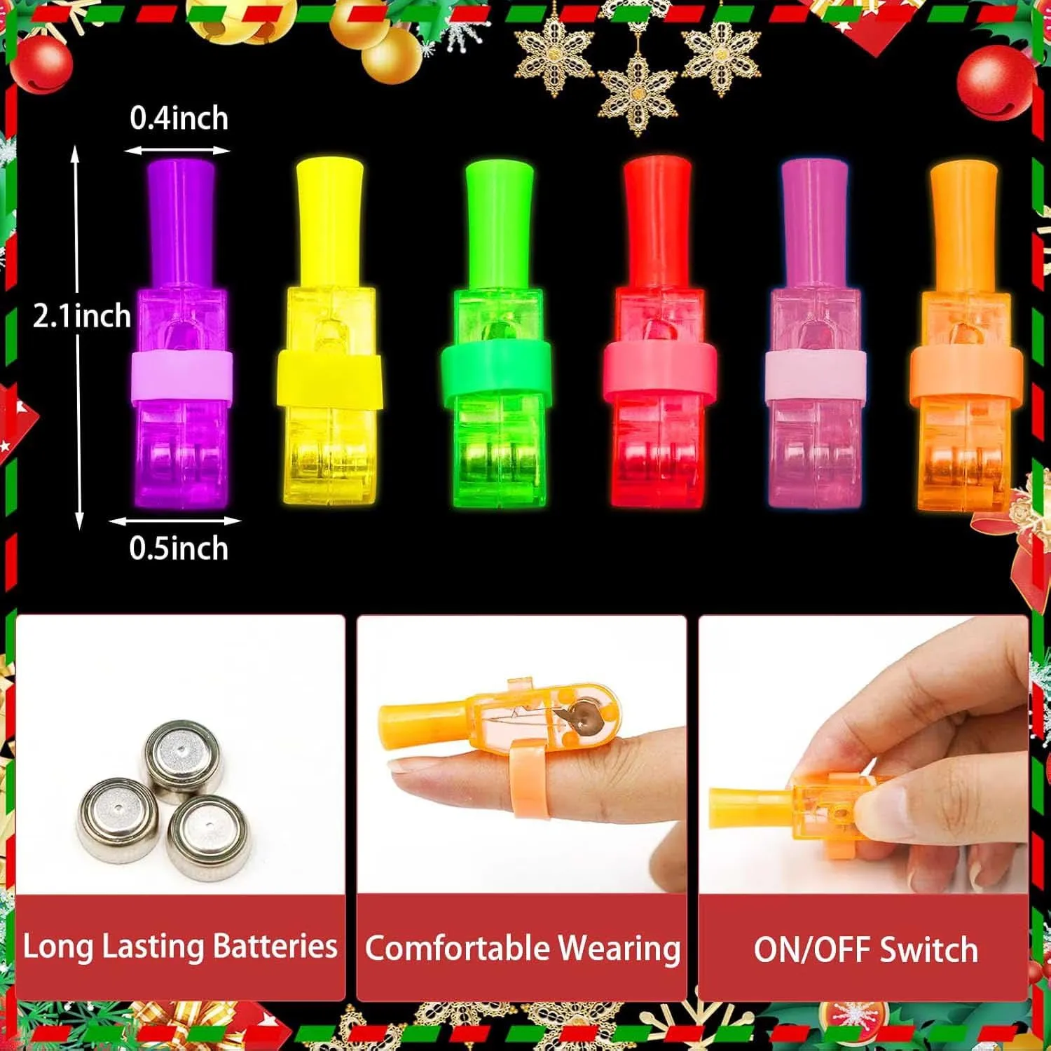 36pc Christmas LED Finger Projector Lights Xmas Patterns Glow in Dark Finger Lamp Party Favors Stocking Stuffers Classroom Prize