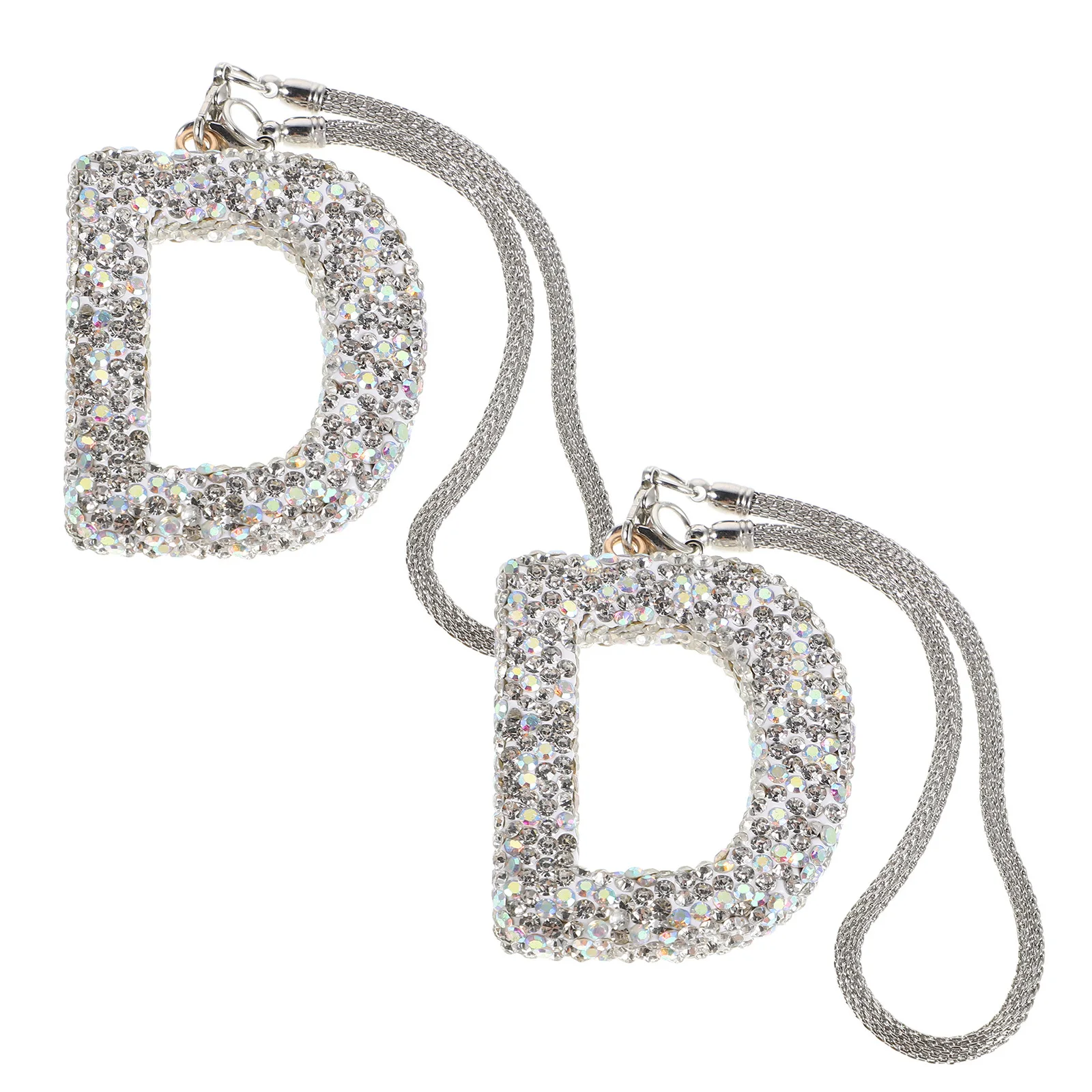 

2pcs Rhinestone Hanging Pendant Crystal Letter D Charm For Car Interior Mirror Decoration, Universal Fit Rearview Mirror