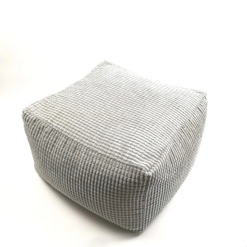 Unstuffed Square Cushion Cover Floor Seat Cover Flannel Footstool Pouffe Cover Living Room Balcony Lazy Sofa Ottoman No Fillings