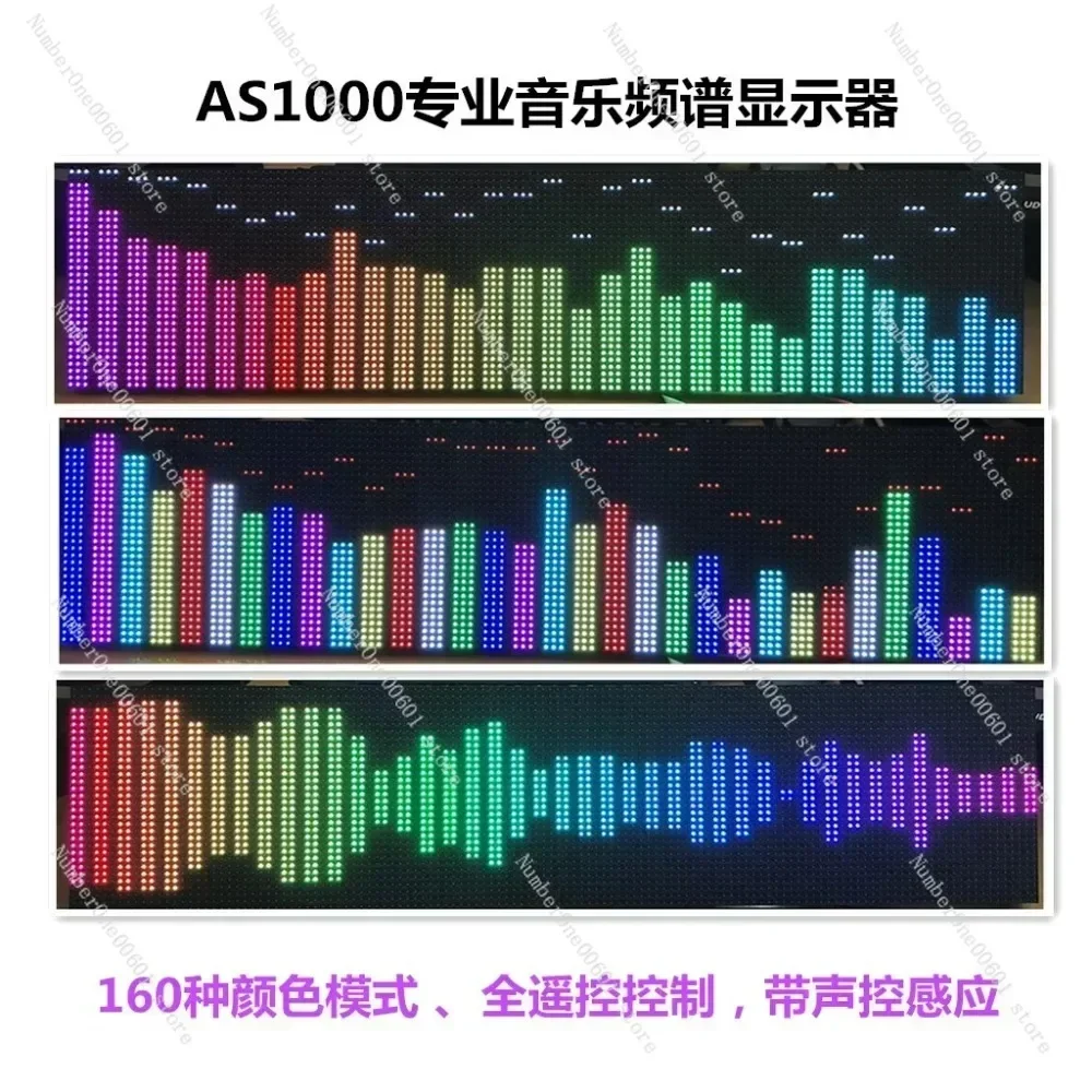 AS1000 Professional Music Spectrum Display, Full Color Remote Control, Voice Control, RGB Car, LED Audio Level, Rhythm Light