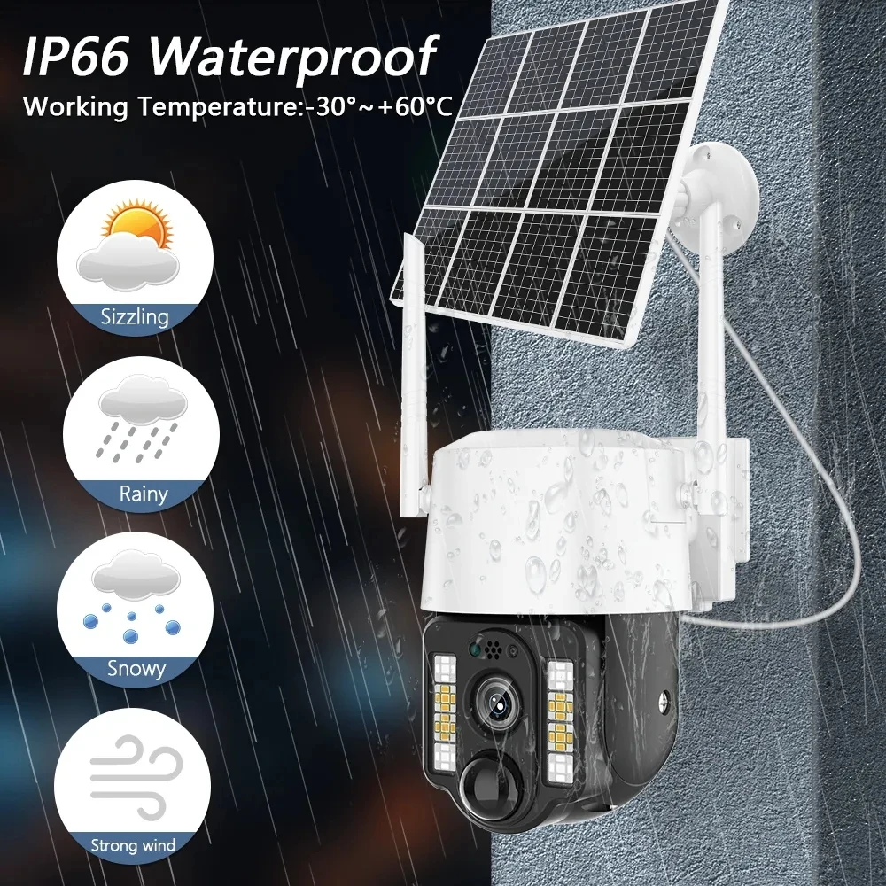 5MP Solar Camera 4G SIM Card WiFi Humanoid Detection Outdoor Night HD Smart Home Security Protection IP CCTV Video Surveillance