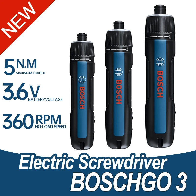 Bosch Go 3 Electric Screwdriver Rechargeable Automatic 1’4 Screwdriver Hand Drill Bosch Go Multi-function Electric  Power Tools