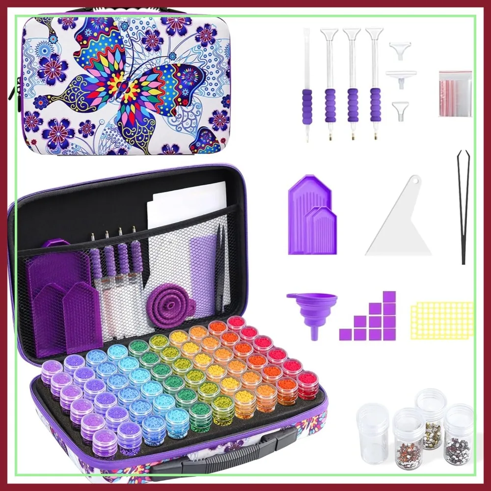 

60 Slot Diamond Painting Storage Case, Art Kits with Accessories for Beads Organizer Boxes