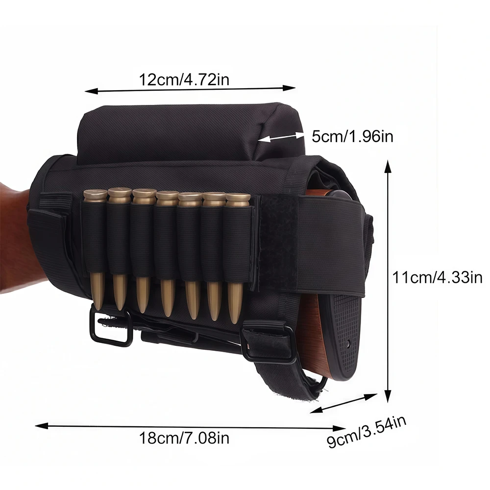 1Pcs Tactical Cheek Riser Rifle Stock Cover Cheek Rest Pouch Shotgun Shell Holder 7 Rounds Cartridge Carrier Ammo Buttstock Pad