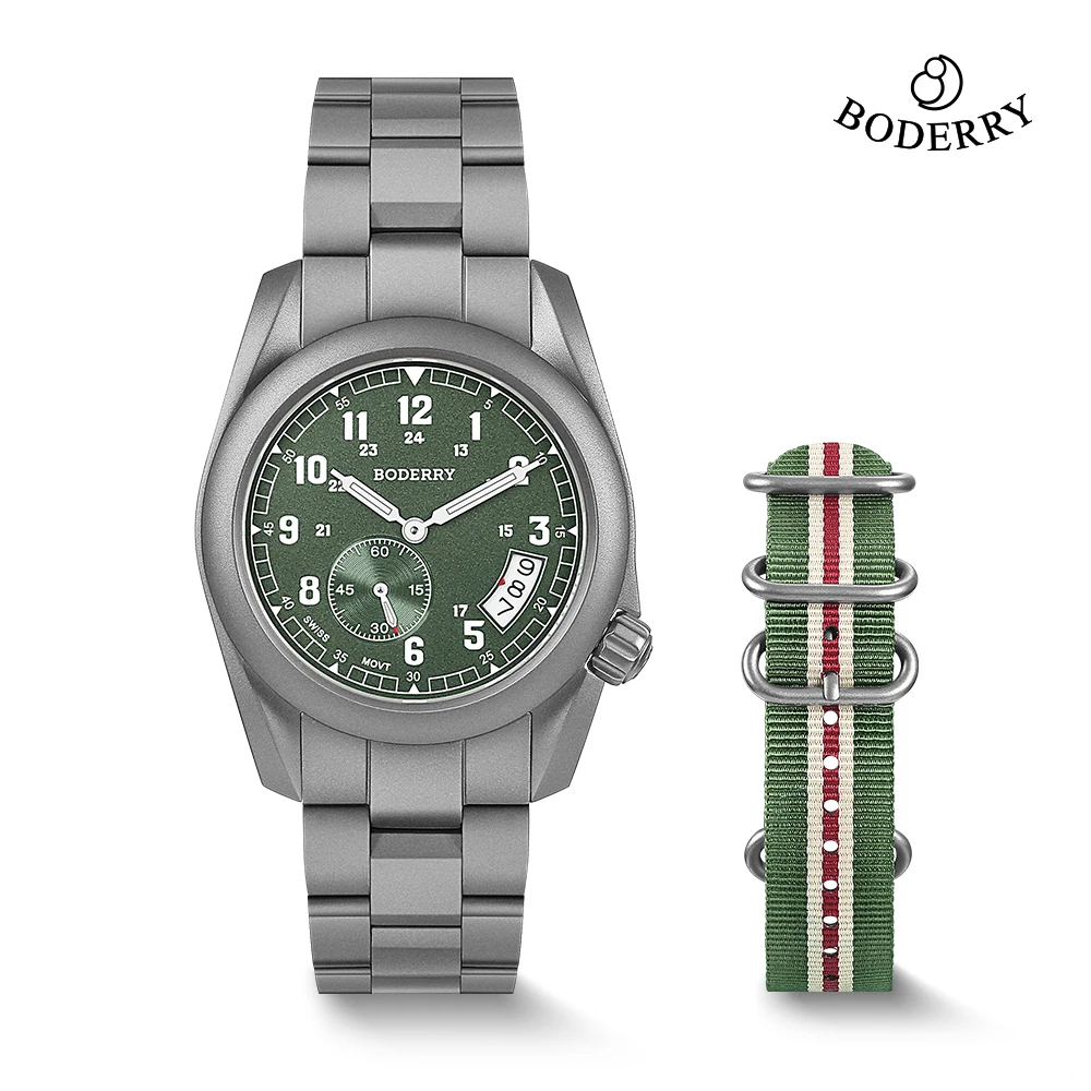 Boderry VOYAGER 38 Field Watch Quartz Movement 100M Waterproof Titanium Case And Band for Men And Women
