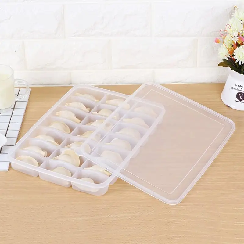 

15/21 Grid Kitchen Storage Box Refrigerator Organizer Transparent Reusable Food Containers Tray For Dumpling Wonton