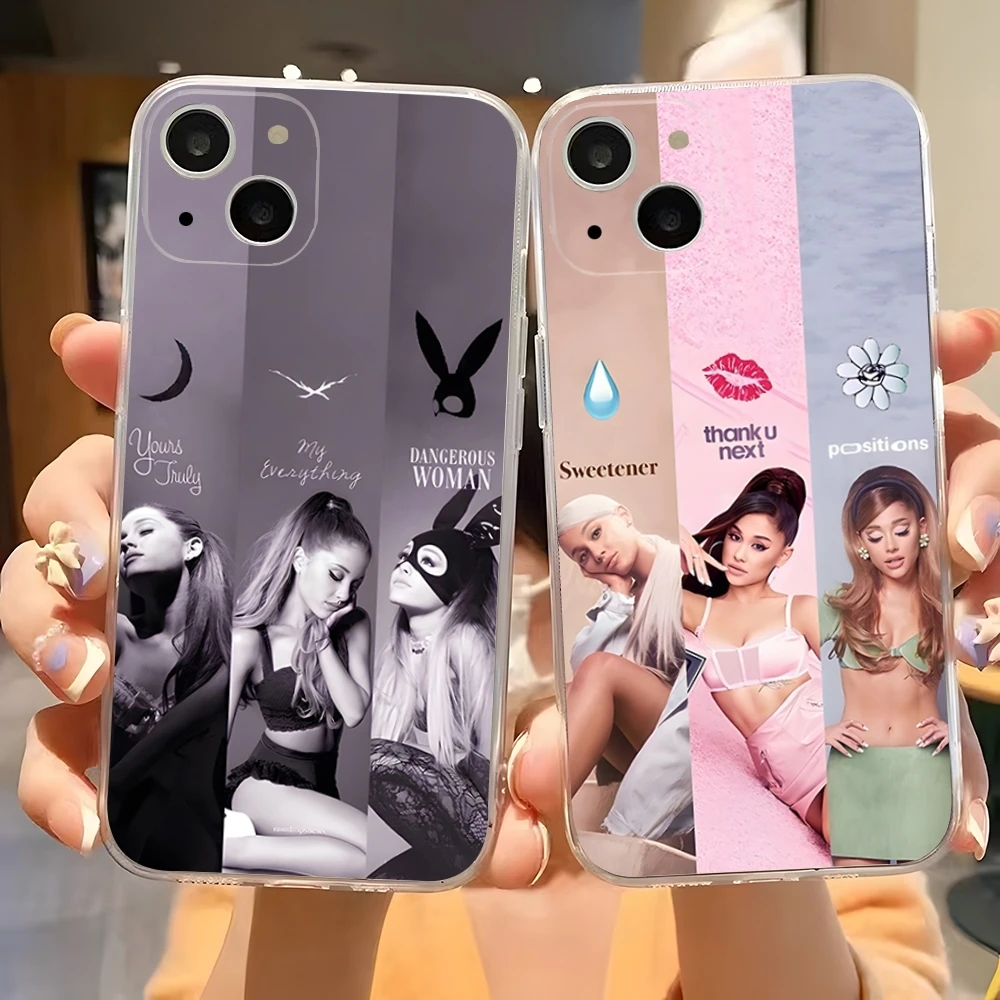 A-Ariana G-Grande Phone Case for 15 Pro Max iphone 14 Plus 11 12 13 Mini 7 8 Plus X XR XS SE 2020 Transparent Soft Cover