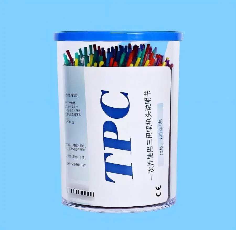 

125 pcs TPC Disposable Triple-Action Syringe Tips for Dentistry Accessory for Oral Treatment, Cleaning/Drying and Air-Blowing