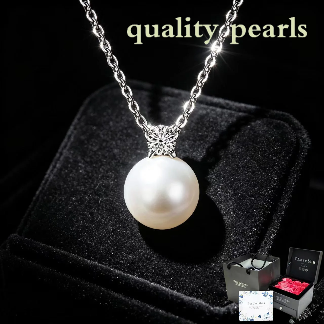 S925 pure silver pearl necklace for women, light luxury, simple and elegant, versatile, high-end, round single pearl
