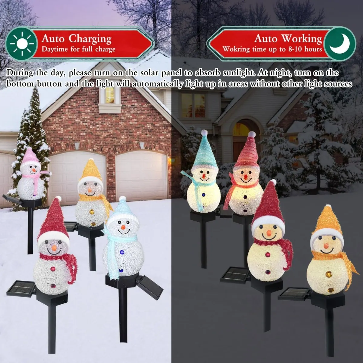 1pc Christmas Snowman Pathway Lights Solar Outdoor Snowman Stakes Lights For Home Patio Yard Garden Park Porch Street Xmas Decor