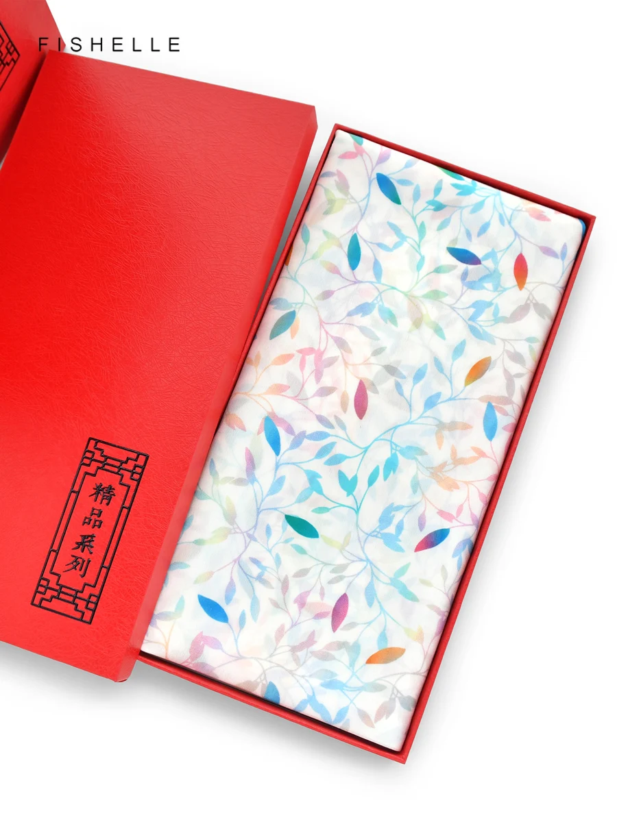 フレッシュグラデーションプリントシルクスカーフギフトボックス小正方形新中国風女性用ギフト青少年中高年オールシーズン着用可能