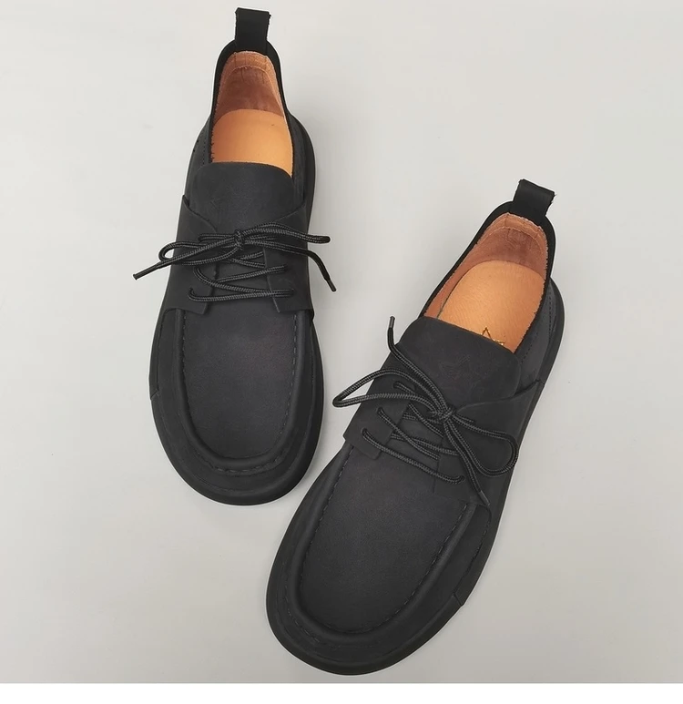 Careaymade-Genuine leather pure lace up men\'s shoes,anti slip soft thick soles business work leisure original single shoes