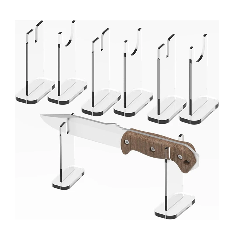 4Sets Knife Display Stand,Acrylic Knife Holder Collector,Single Knife Holder For Home Decor Easy Install (Clear Bottom)