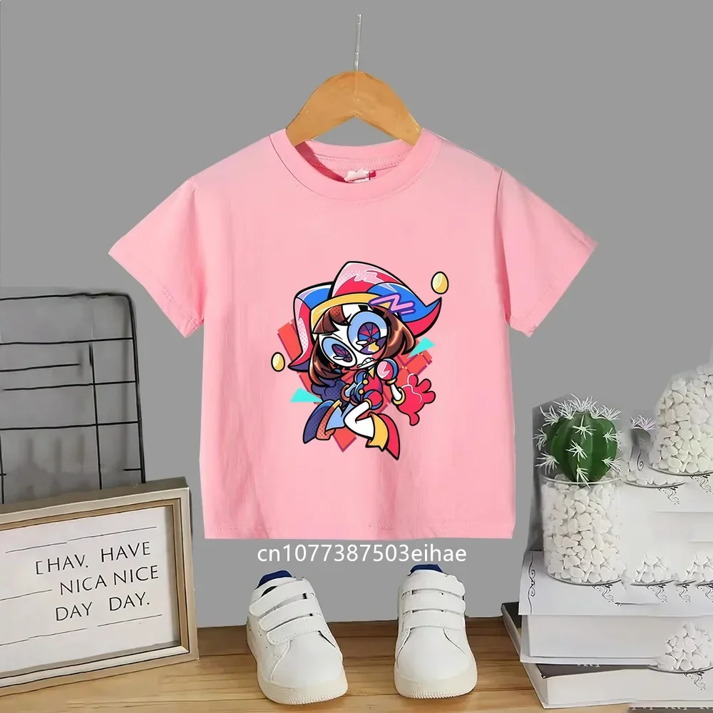 Kids The Amazing Digital Circus Cotton T Shirt Anime Cartoon Print Short Sleeve Tee, Breathable Summer Casual Top for Boys Girls