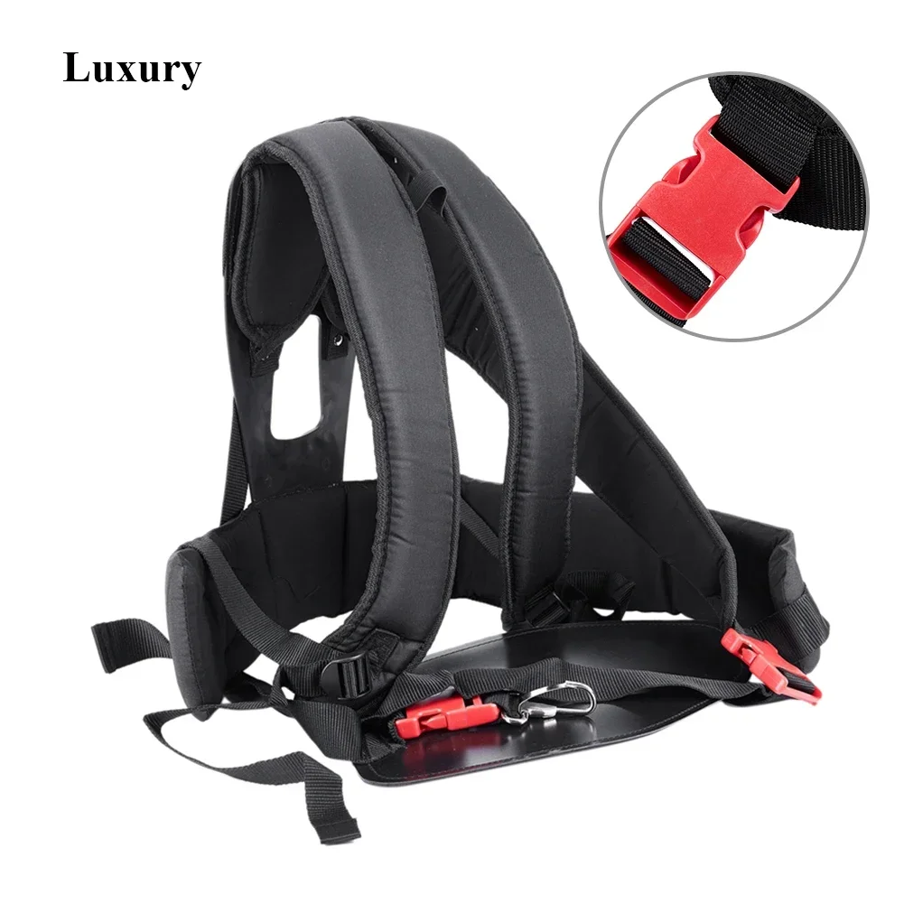 

Adjustable Double Shoulder Strap Harness for Brush Cutter with Comfort Padded Shoulders and Leg Protection Panel