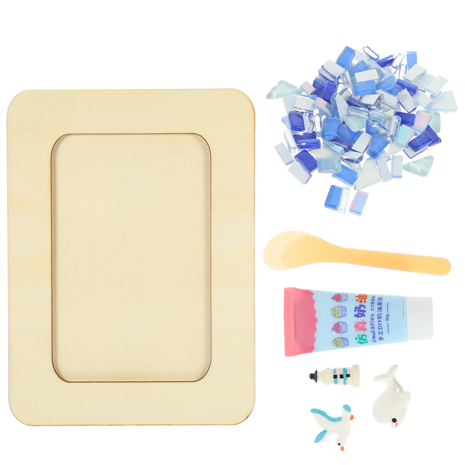 

5 Inch DIY Photo Kit Blue Seagull H made Picture Frame Material Commemorative Gift Travel Party Supplies Decorative Home