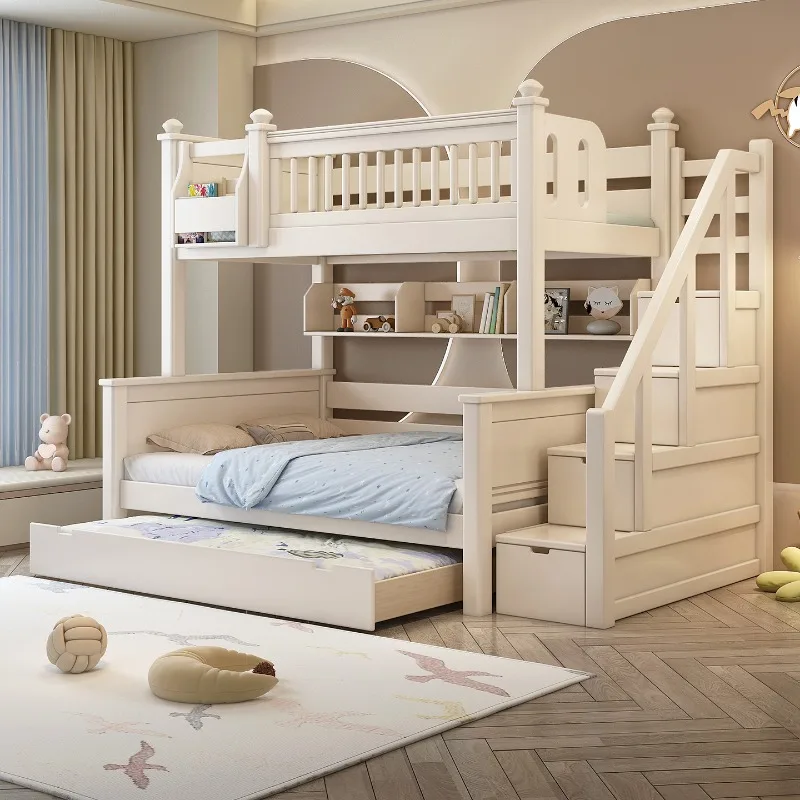 Edredón de madera para niños, camas para niños, tamaño King, litera de estilo moderno, Camas para niños, dormitorio de princesa, Litera Infantil, muebles para niños