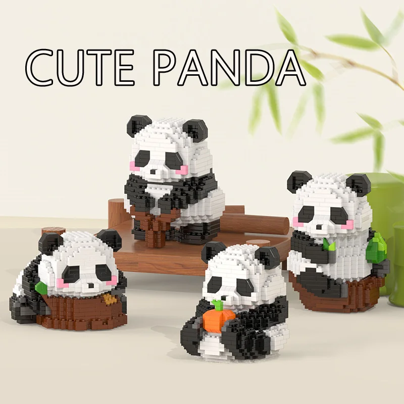 Newest Kawaii Panda Life Micro Building Blocks Cute Animal Model Nano Mini Bricks Figure Kid Toys Birthday Santa Gifts