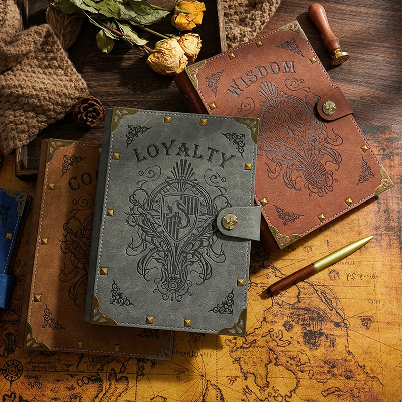 A5 Vintage PU Leather Magic Journal Notebook Retro Embossed Loose Leaf Diary Planner For School Office Gifts