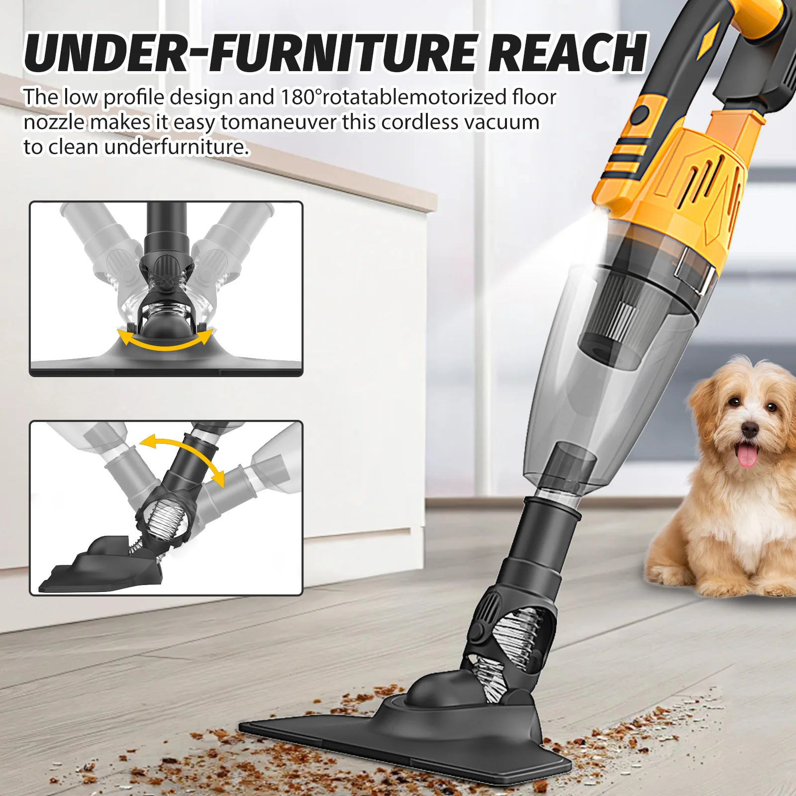 

200W Convenient Cordless Vacuum Cleaner for Floor Car Pet Hair Cleaning