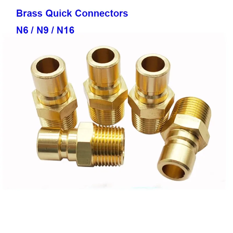2PCS N6 N9 N16 BSPT Male Brass Quick Plug Injection Mold Cooling Water Nozzle Connector Fitting