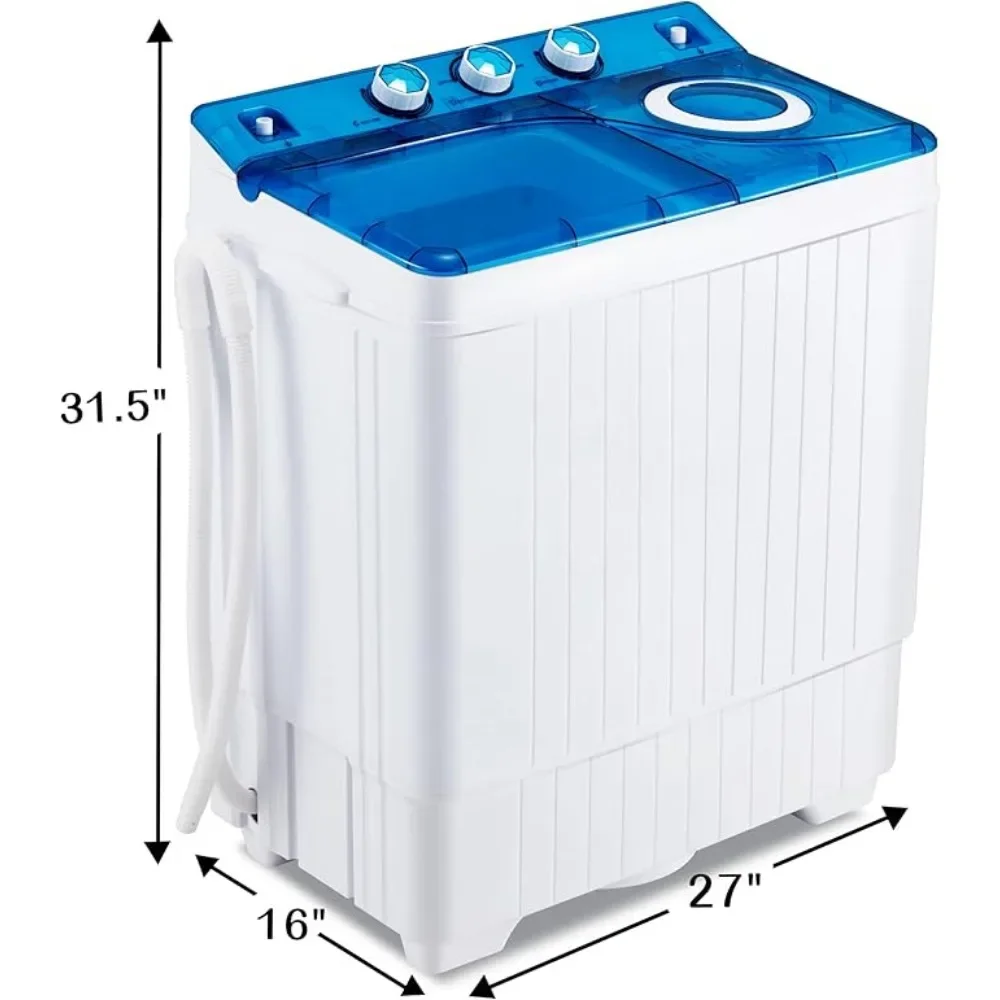 Washing Machine 26Lbs Twin Tub Laundry with Built-in Gravity Drain Pump Washer & Dryer Combo