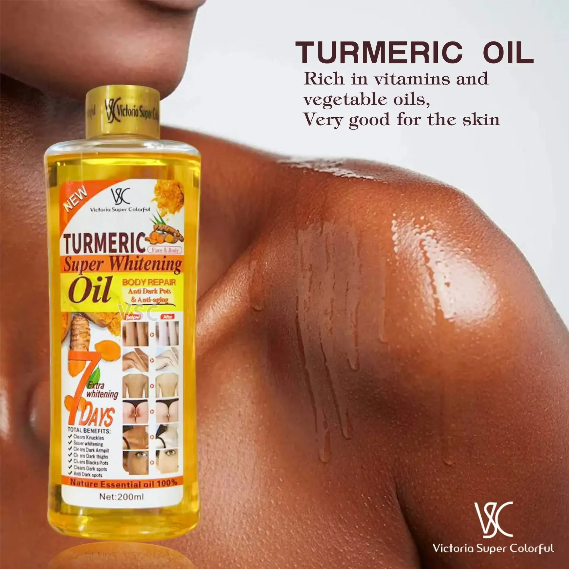 Turmeric Essential Oil Moisturizing Tongluo Heating Ginger Oil Body Massage Body Care Shrinking Pore Massage Oil 200ml Skincare