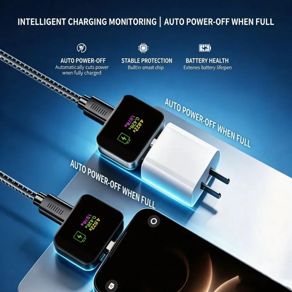140W Auto Stop Charging Adapter TypeC Battery Protection Smart Auto Eject Charger Auto-Disconnect Automatic Power-off Charger