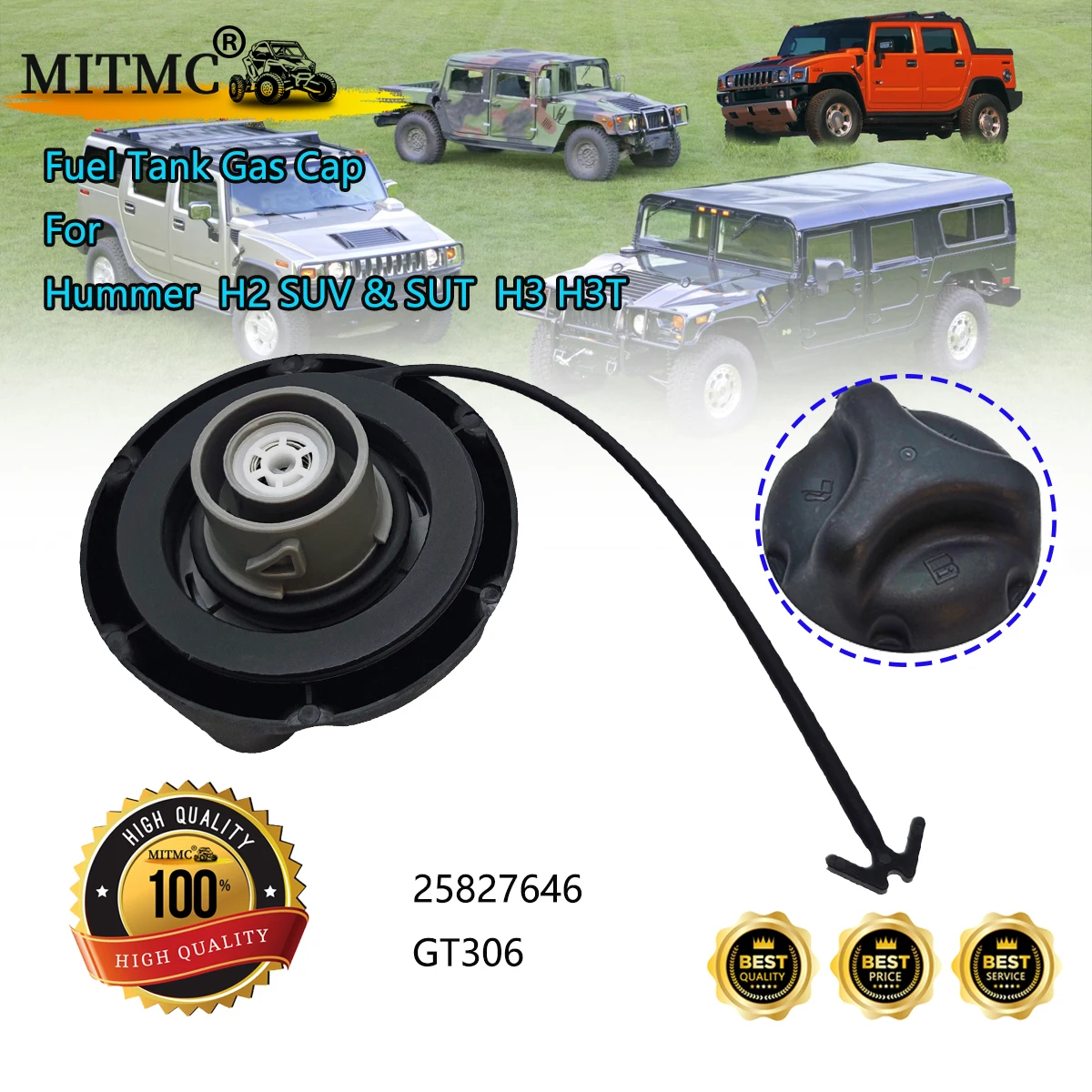 Fuel Tank Gas Cap For Hummer 2004 2005 2006 2007 H2 2008 2009 2010 H3 2009 2010 H3T Car Accessories Replace parts 25827646 GT306
