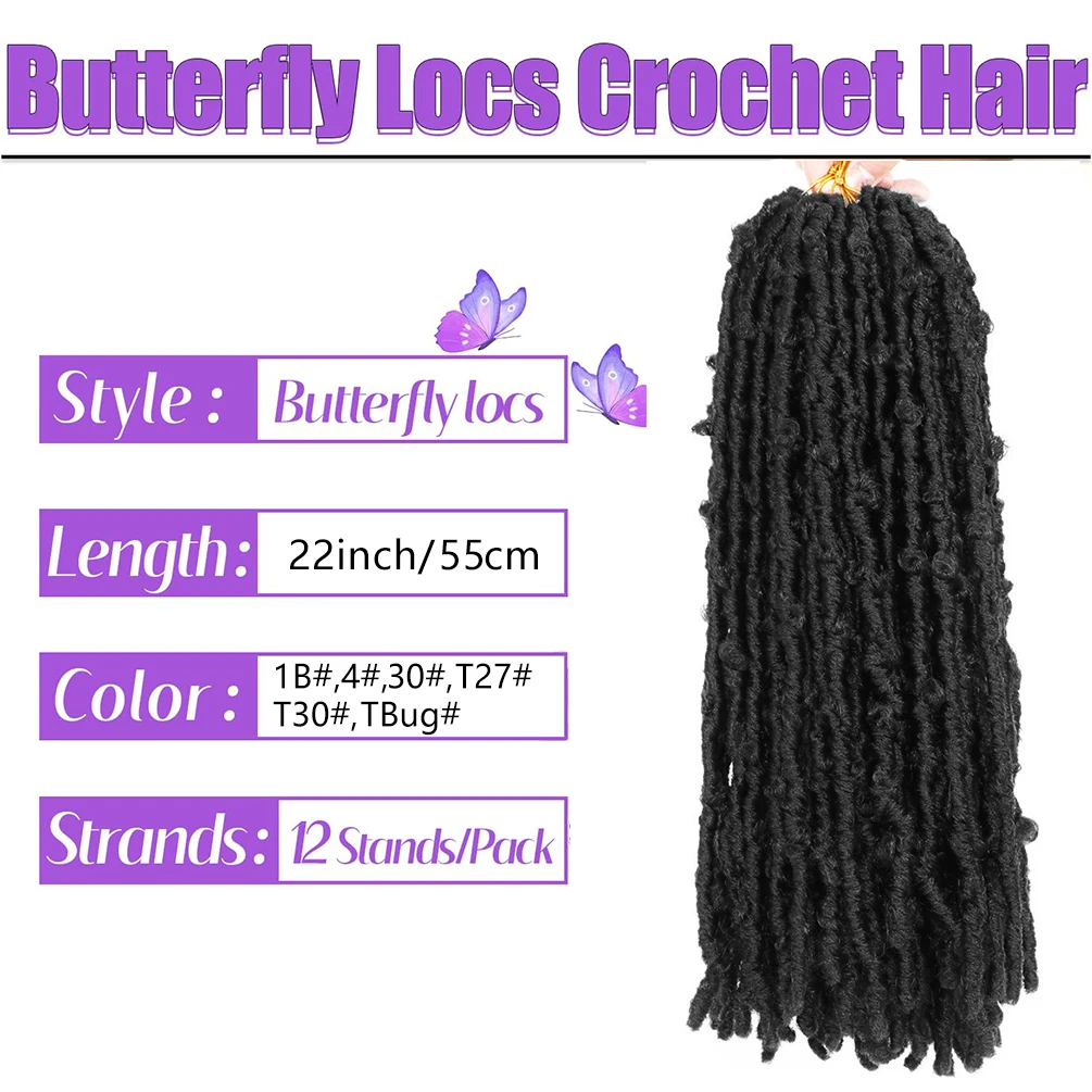Butterfly Locs Crochet Hair 6 Packs Long Natural Distressed Locs Crochet Hair 22 In Synthetic Soft Faux Locs Pre Looped