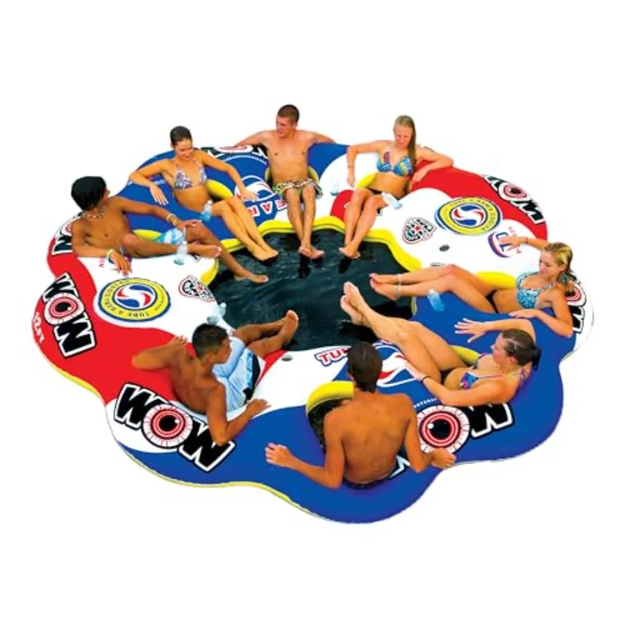 

Надувной плавучий остров для взрослых - 8-местный водный плот - вмещает до 10 человек - прочный ПВХ материал - синий цвет - Po