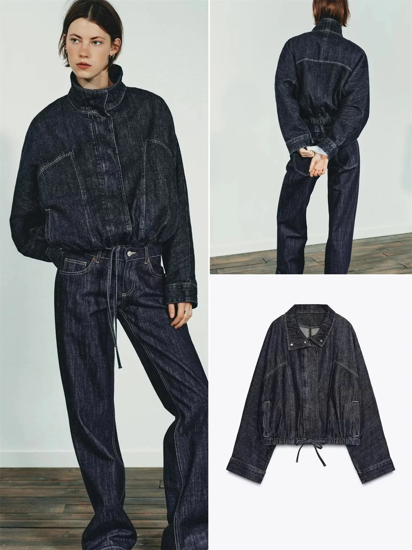 

Повседневная женская джинсовая куртка Faion с поясом и подошвой «летучая мышь», новое осеннее поступление, женская верхняя одежда с застежкой-молнией