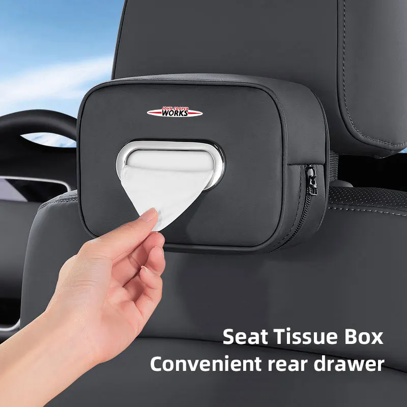 Car Tissue Storage Box Organizer Auto Accesories For MINI WORKS Cooper JCW ONE R60 R59 R58 R57 R56 R55 R53 R52 R50 F55 F56 F54