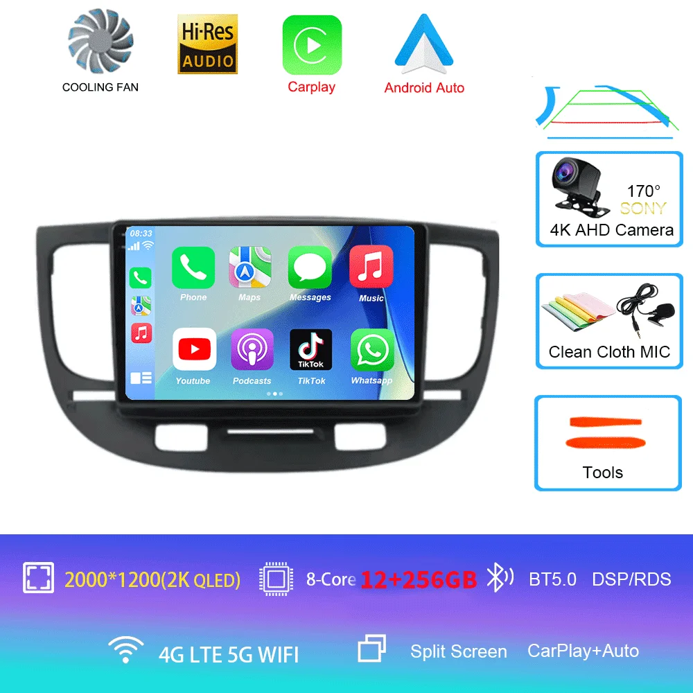 Voor Kia RIO 2 RIO2 2005 - 2011 Android 16 Bluetooth WIFI autoradio multimediaspeler GPS geen 2 Din gratis auto 360 camera 4G