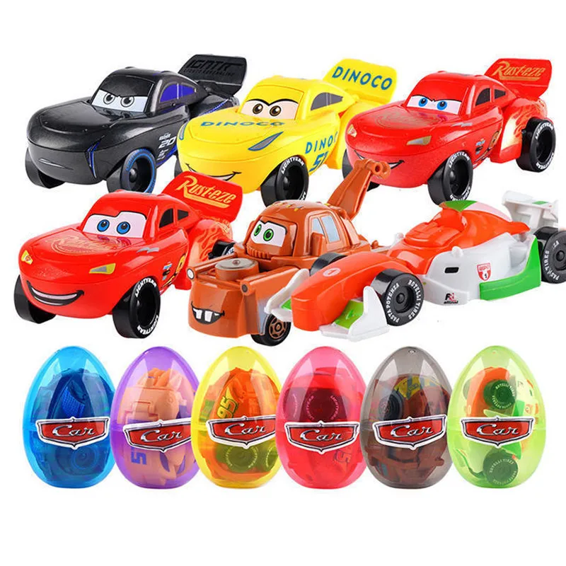 Disney Pixar Cars Anime Figures PVC McQueen Cruz Ramirez Model Racing Cars Funny Deformed Egg Toys For Kids Boy Gift