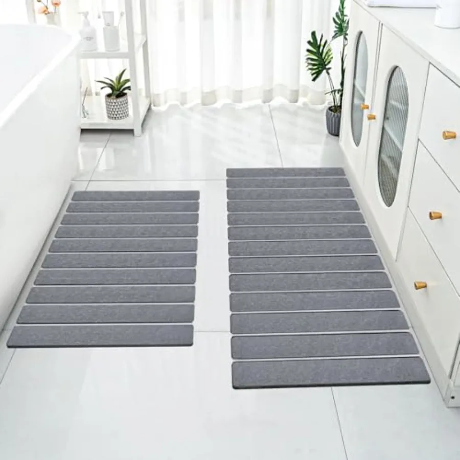 

2 Pack Foldable Stone Bath Mats for Bathroom Super Absorbent Diatomaceous Earth Bath Mat Quick Dry Bath Rug Drying Mats with No