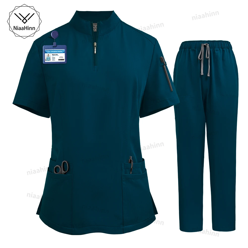 Uniforme cirúrgico hospitalar para mulheres, Blusa médica, Calças, Vestuário de trabalho, Médico e Enfermeira, Artigos de Uniformes Clínicos, Vestidos Dentários, Hospital