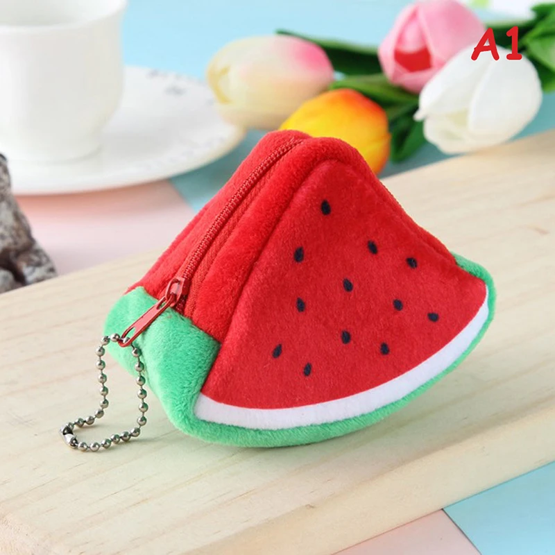 Bonito fruta carteira de pelúcia moeda bolsa melancia & laranja feminino mudança bolsa dinheiro bolsa de moedas dos desenhos animados moda doce presente da menina