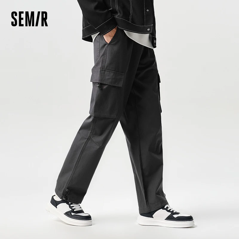 Semir 2024 Casual Pants Men Spring Daily Simple Solid Color Loose Straight Pants Fashion Trend Outdoor Style Overalls Trousers