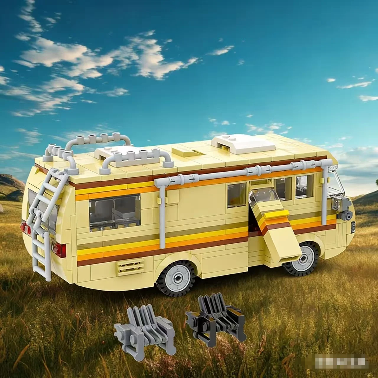 

Vintage Camper Van Building Bricks, MOC Mobile Lab Vehicle Model, 360PCS DIY Assembly Kit, Ideal Gift for Birthday Christmas.