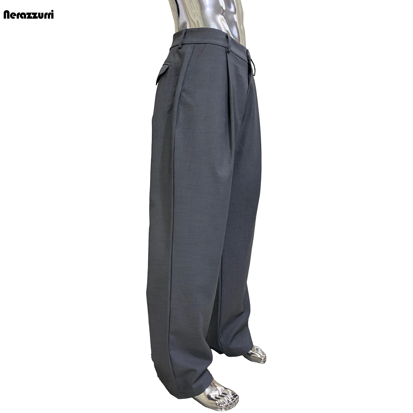 

Мужские повседневные брюки A-Line с широкими штанинами Nerazzurri, костюмные брюки CleanFit, смесовая ткань из полиэстера и хлопка, для всех сезонов