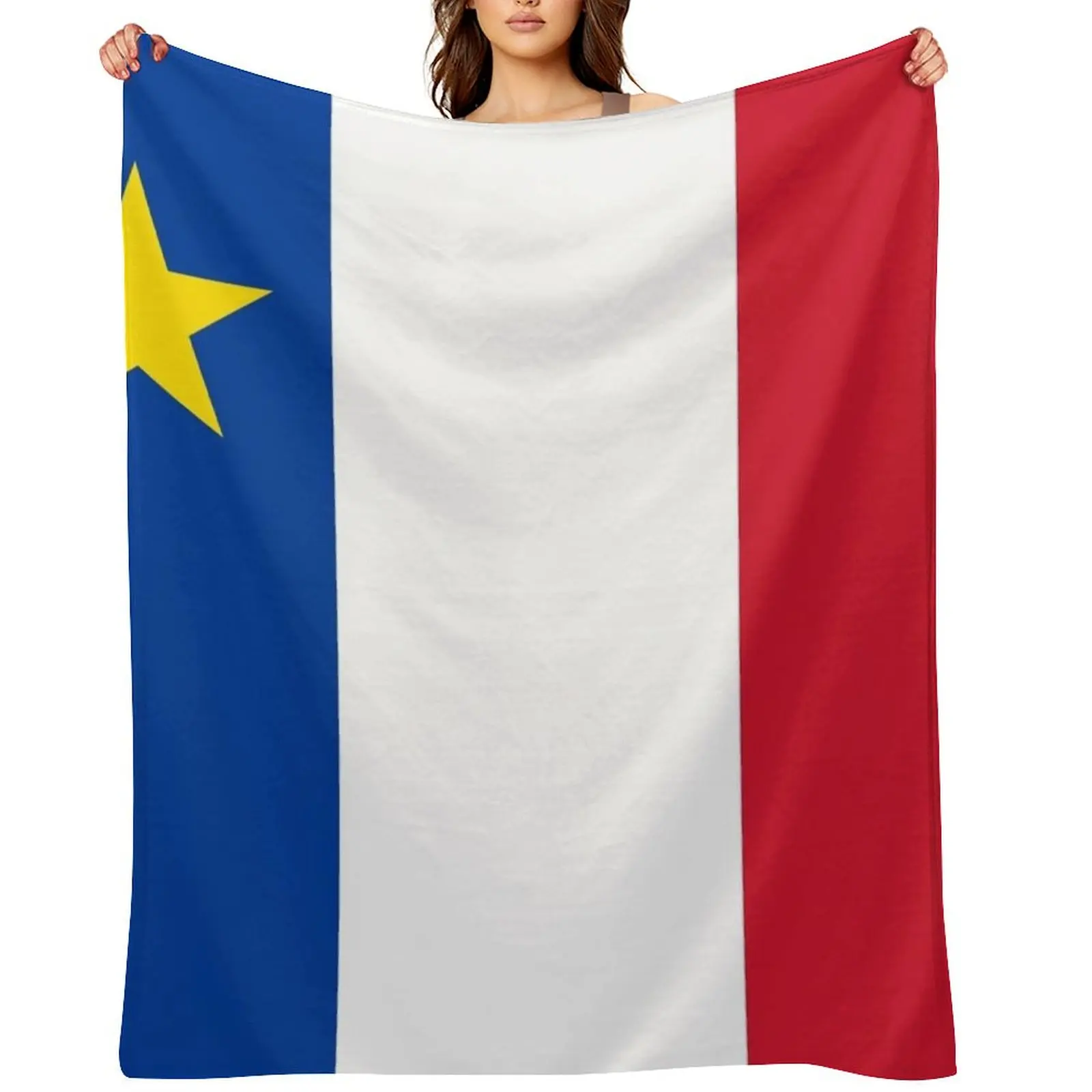 

Acadie Acadia Flag blue white red North American New Brunswick Acadian French Canada HD Throw Blanket Picnic Flannels Blankets