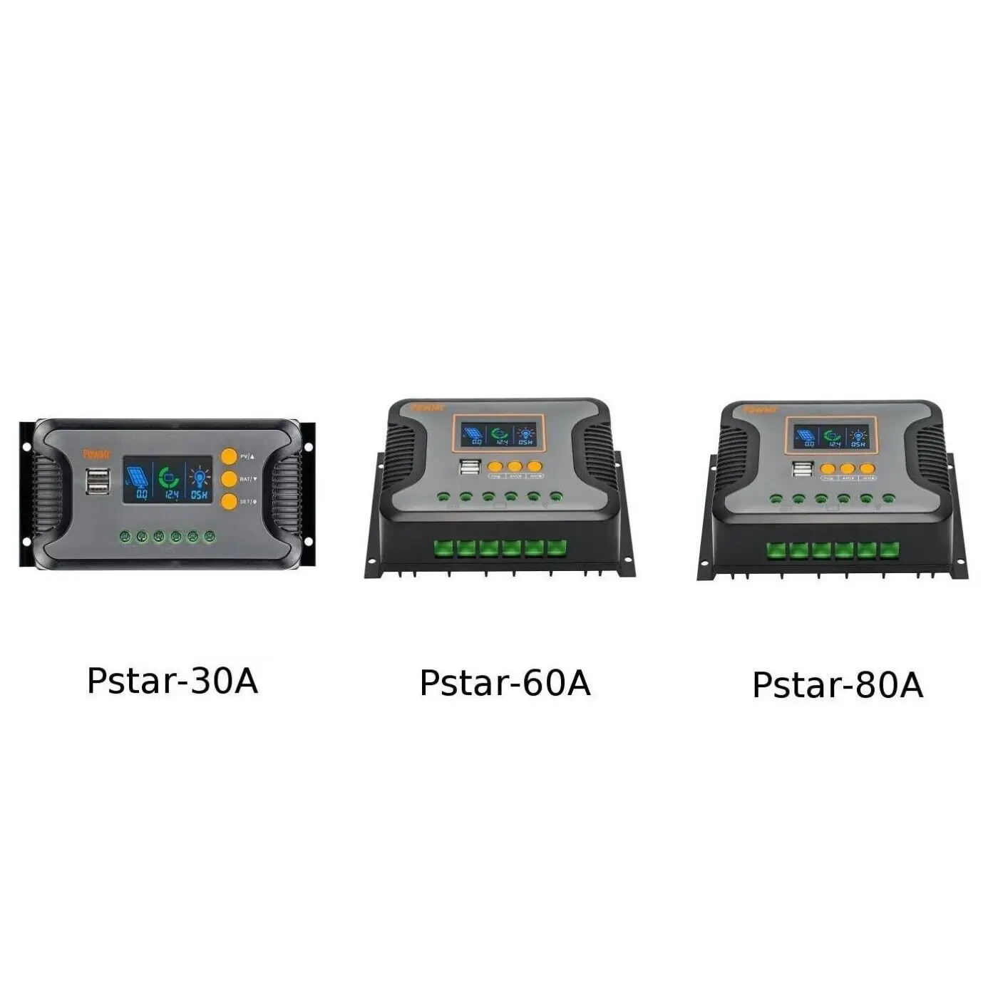 PowMr PWM 80A/60A /30A Pengendali Pengisi Daya Surya Layar LCD Apung Otomatis 12V 24V 36V 48V Sistem Pengontrol Pengisi Daya Baterai Lithium
