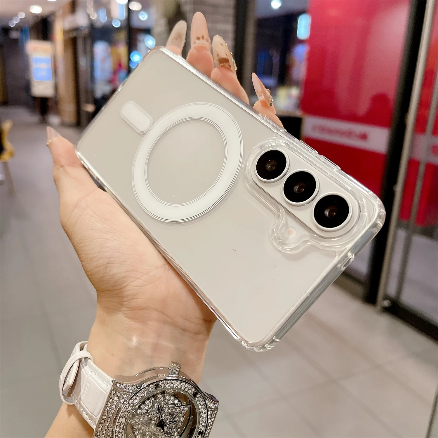 Transparent Shockproof Cover For Samsung Galaxy S26 S25 S24 S23 Ultra S22 S23 S24 S25 S25 Plus Magnetic Charge Phone Case