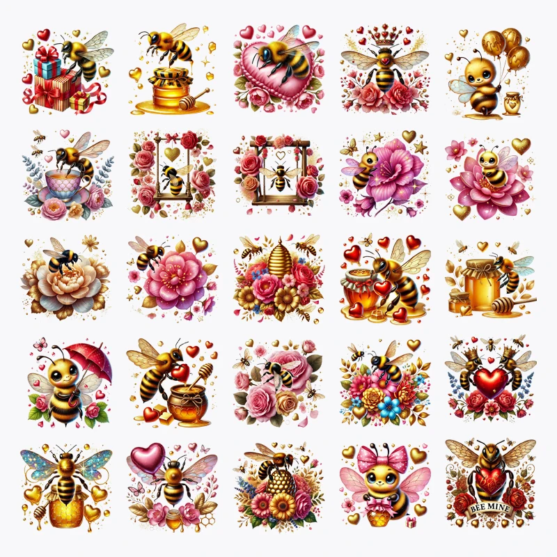 

Iron On Patches For Clothes Sweet honey Bee flower Heat Thermal Transfer Thermo-Adhesive Ironing Application T-Shirt Stickers