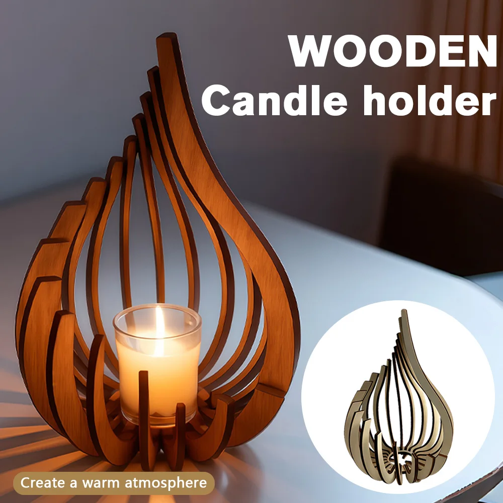 

Handmade Wooden Candle Holder Lotus-Shaped Candlestick DIY Assembly Craft for Home, Wedding, and Party Table Decor